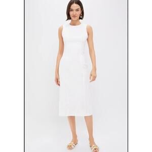 Hyacinth House White Stretch Denim Aime Midi Dress White Size Small NEW